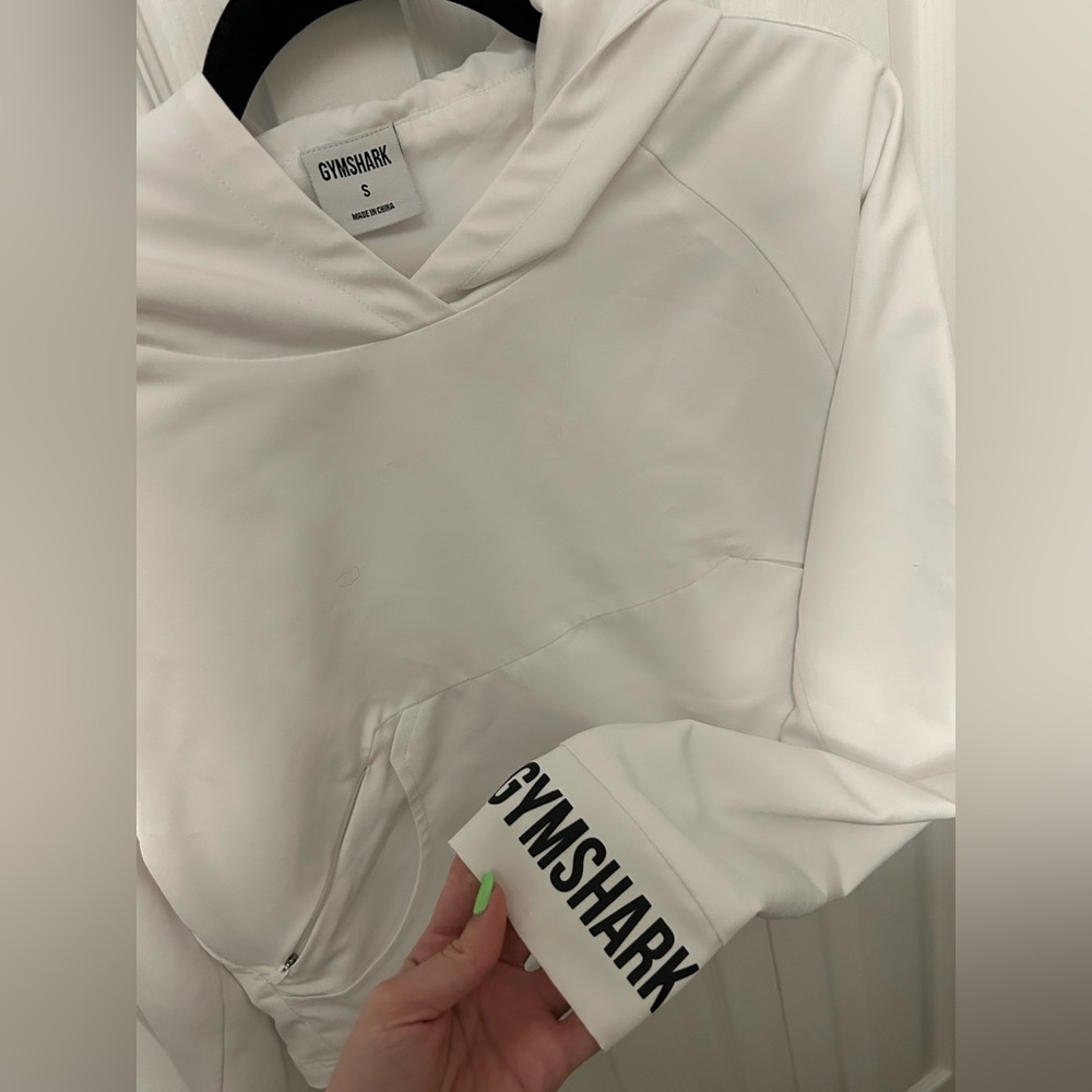 Gymshark White Cropped Hoodie